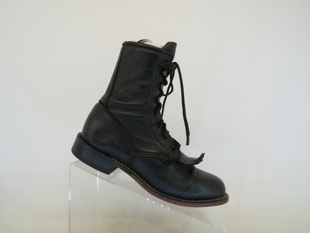 DURANGO Black Leather Laces Kilt Cowboy Western Boots Womens Size 6.5 M